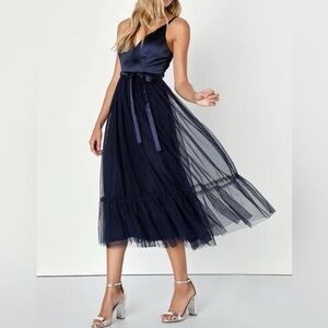 Lulu's Navy Formal Midi Dress